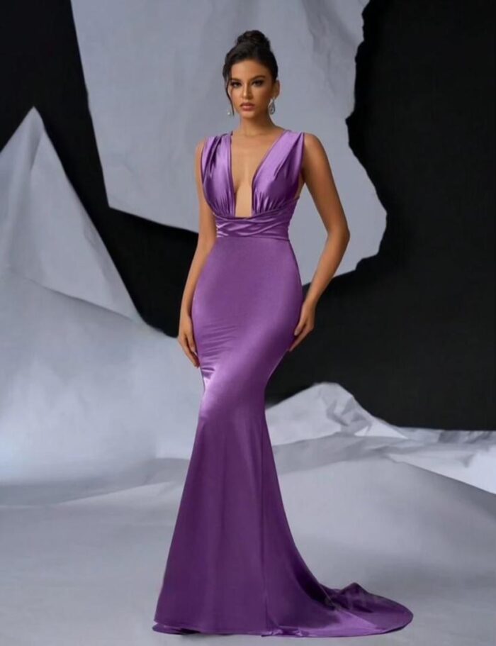Robe violet en satin – Image 1