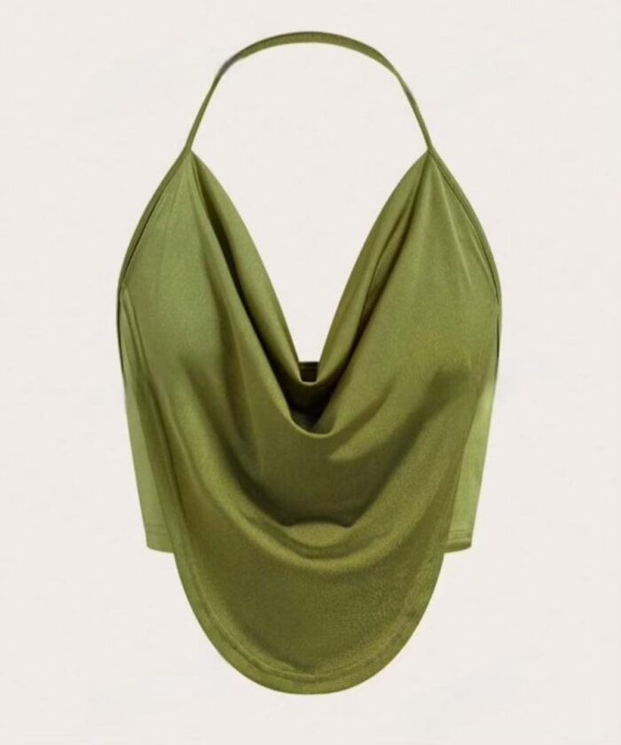 Top dos nu ras-du-cou à devant drapé – Image 1