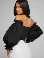 Blouse épaules dénudées à manches bouffantes