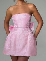 Mini robe en jacquard et nœud – Image 3