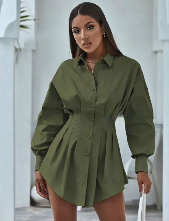 Blouse à bouton plisée – Image 1