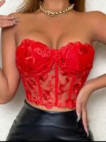 Top brodé fleur en tulle – Image 3