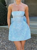 Mini robe en jacquard et nœud