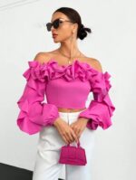 Blouse courte à volant