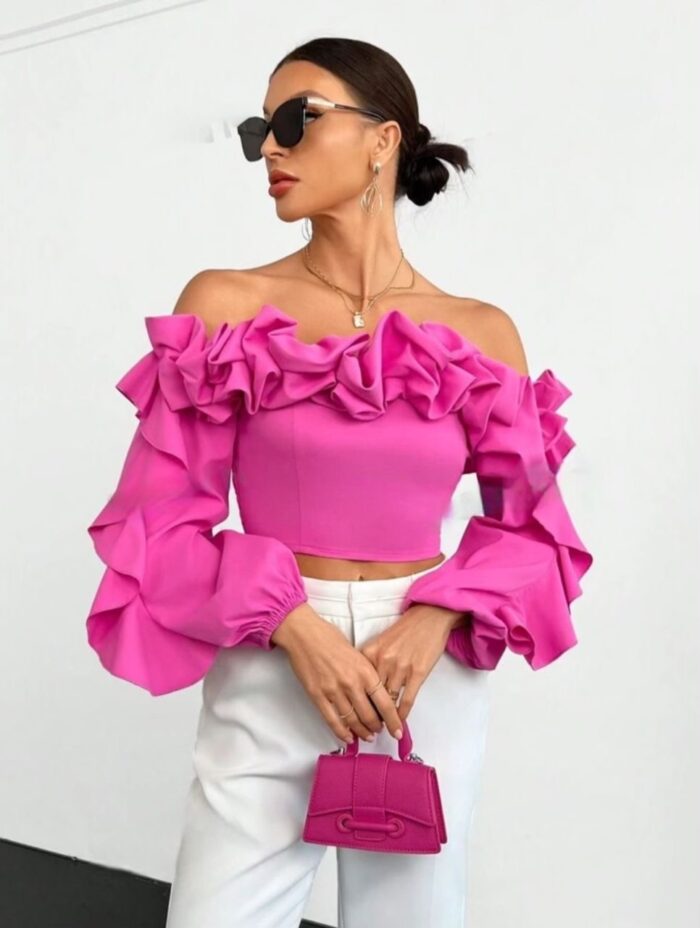 Blouse courte à volant – Image 1