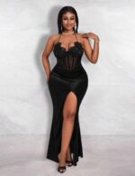 Robe noir en velours et maille