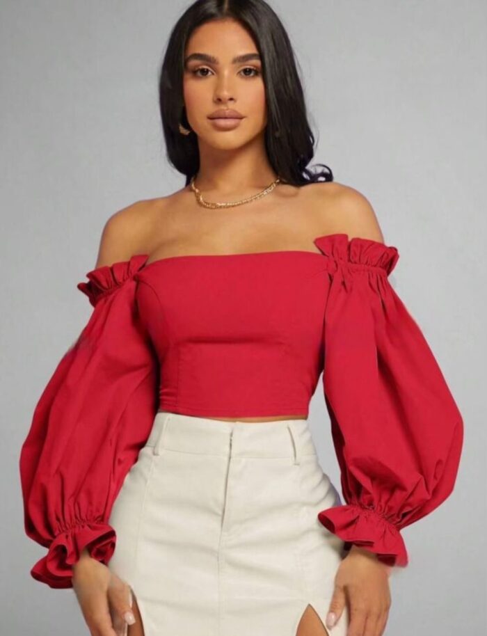 Blouse épaules dénudées à manches bouffantes – Image 4