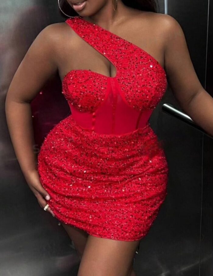 Robe à sequins asymétrique – Image 1