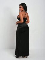 Robe noir en velours et maille – Image 2