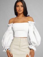 Blouse épaules dénudées à manches bouffantes – Image 3