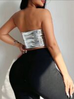 Top court argenté à lacets – Image 2